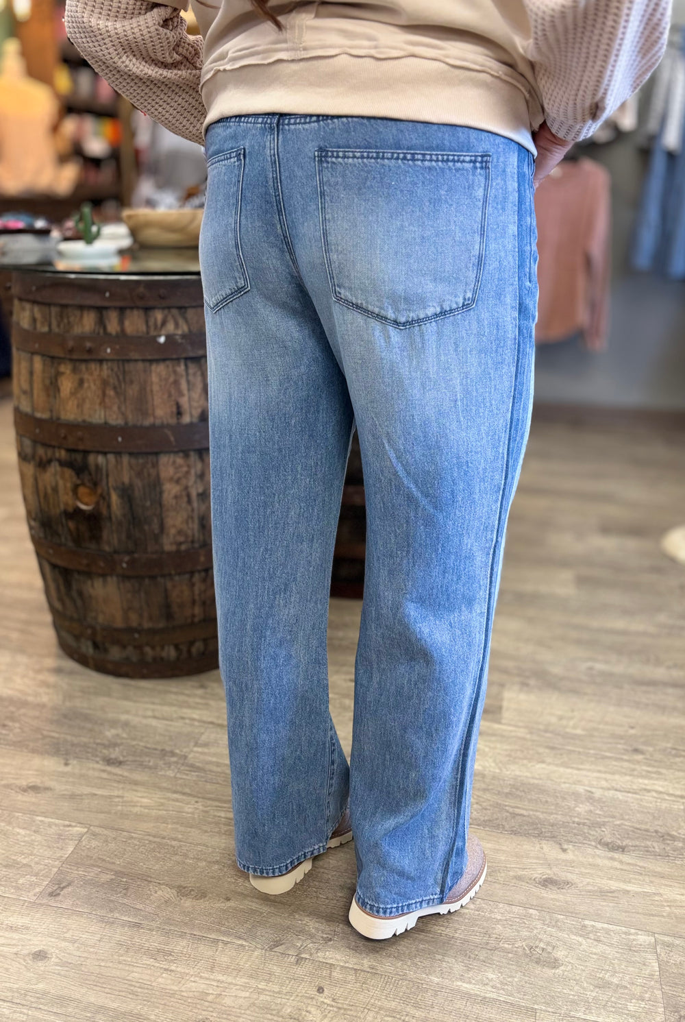 Judy Blue High Waist Wilhemina Elastic Waistband & Side Panel Denim Jeans-Bottoms-Judy Blue-Evergreen Boutique, Women’s Fashion Boutique in Santa Claus, Indiana