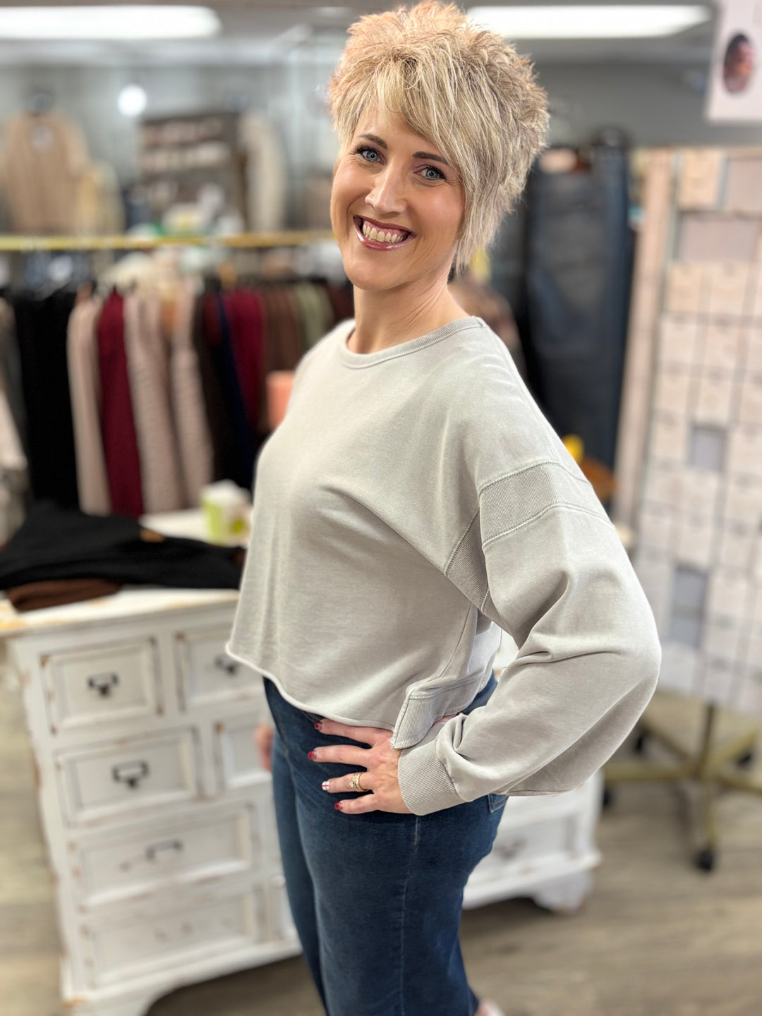 Cherry Cutout Back Layering Sweatshirt