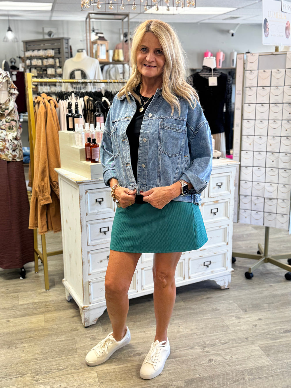 Fit Check Oversized Denim Jacket-Tops-Sewn & Seen-Evergreen Boutique, Women’s Fashion Boutique in Santa Claus, Indiana