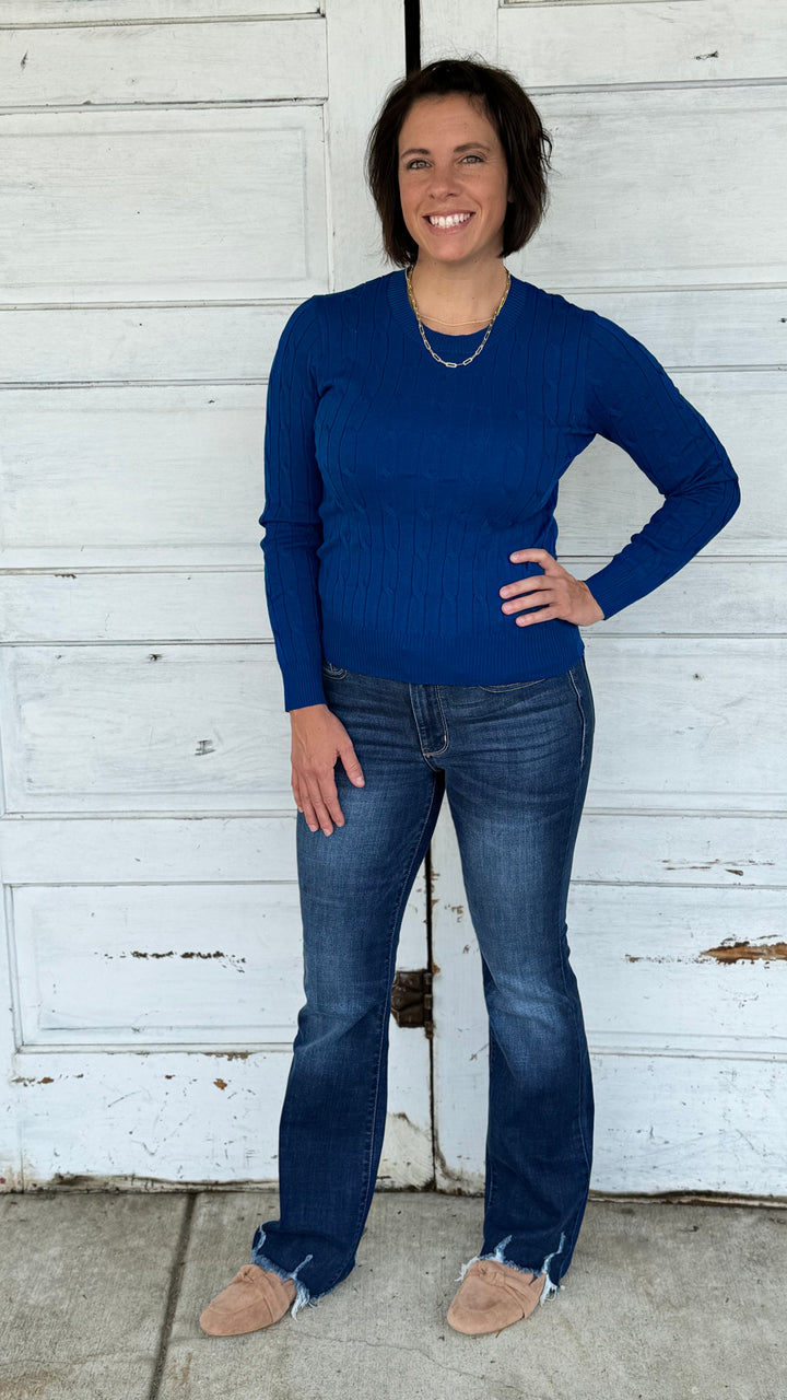 Cable Knit Sweater-Sweaters-Active Basic-Evergreen Boutique, Women’s Fashion Boutique in Santa Claus, Indiana