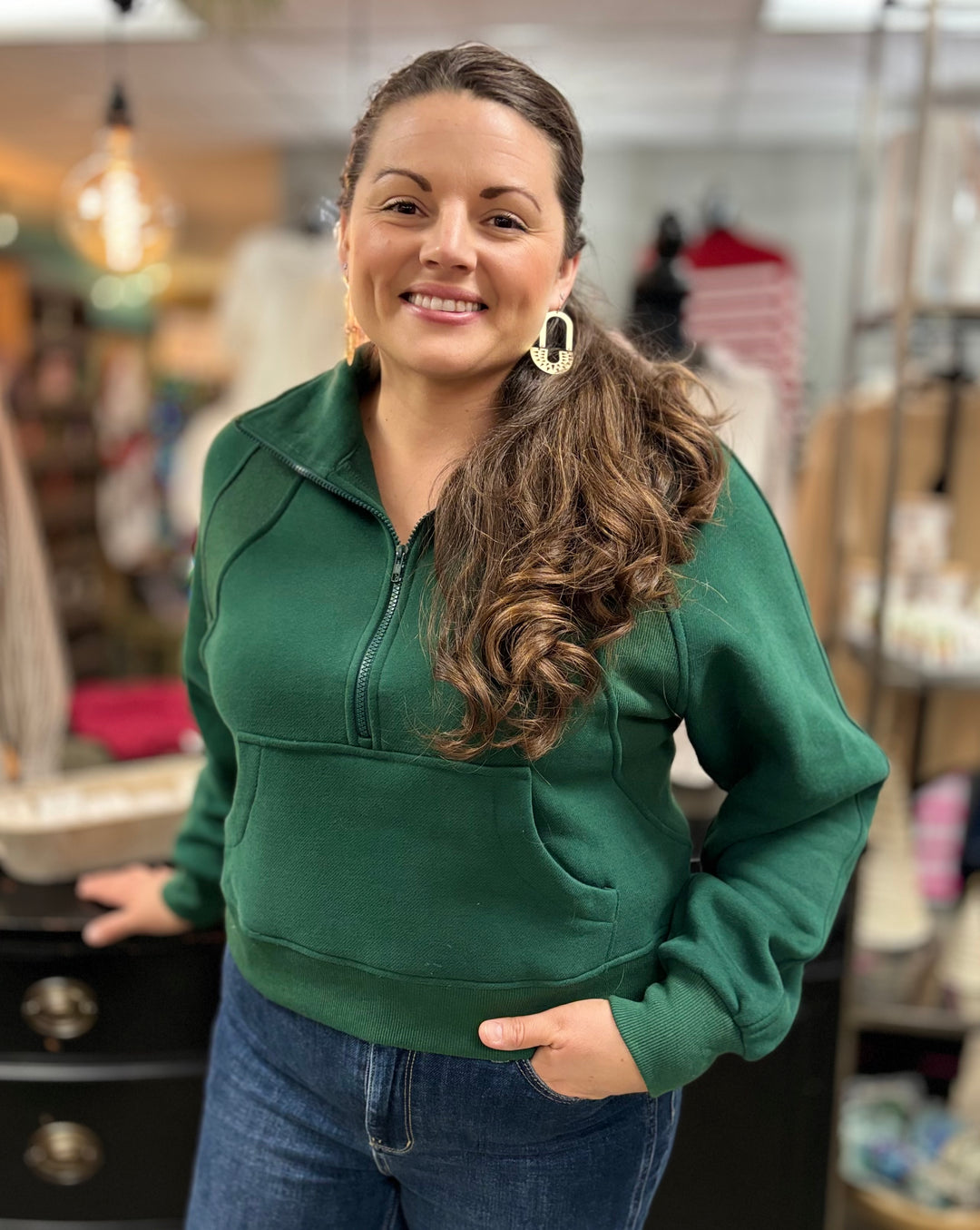 Dove Funnel Neck Half Zip-Evergreen Boutique-Evergreen Boutique, Women’s Fashion Boutique in Santa Claus, Indiana