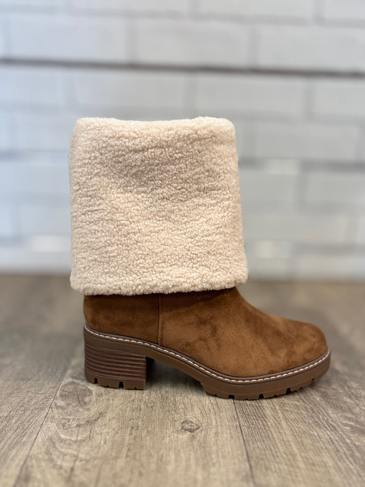 Everlee-2 Faux Suede Boot in New Tan-Shoes-Olem Shoe-Evergreen Boutique, Women’s Fashion Boutique in Santa Claus, Indiana