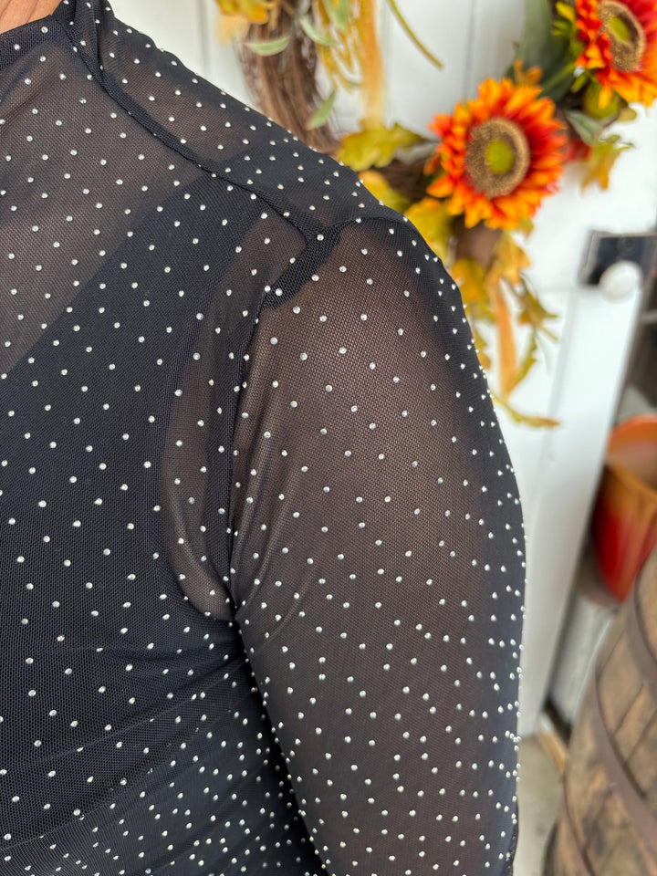 Rhinestone Cowboy Sheer Top-Tops-Zutter-Evergreen Boutique, Women’s Fashion Boutique in Santa Claus, Indiana