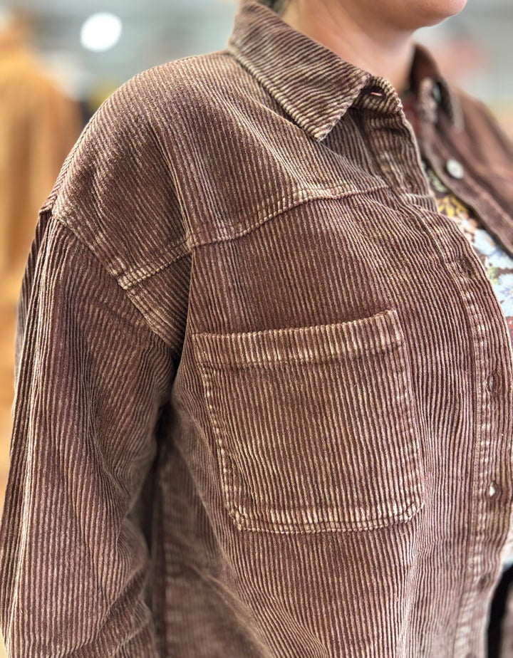 The Oakley Corduroy Mineral Wash Jacket-Tops-Sewn & Seen-Evergreen Boutique, Women’s Fashion Boutique in Santa Claus, Indiana