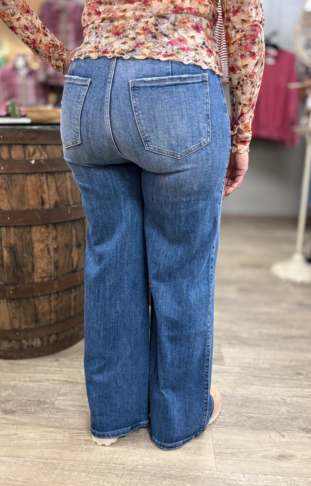 Anniewear Comfort Stretch Wide Leg Jeans-Denim-Anniewear-Evergreen Boutique, Women’s Fashion Boutique in Santa Claus, Indiana