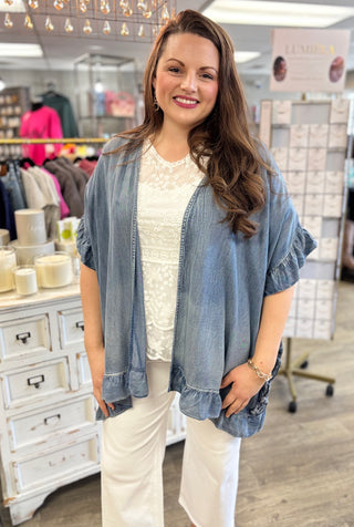 Denim Darling Ruffled Cardigan
