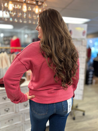 Indiana Mineral Washed Sweatshirt-Tops-HRTandLUV-Evergreen Boutique, Women’s Fashion Boutique in Santa Claus, Indiana