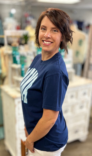 Model wearing baby ‘MAMA’ tee shirt