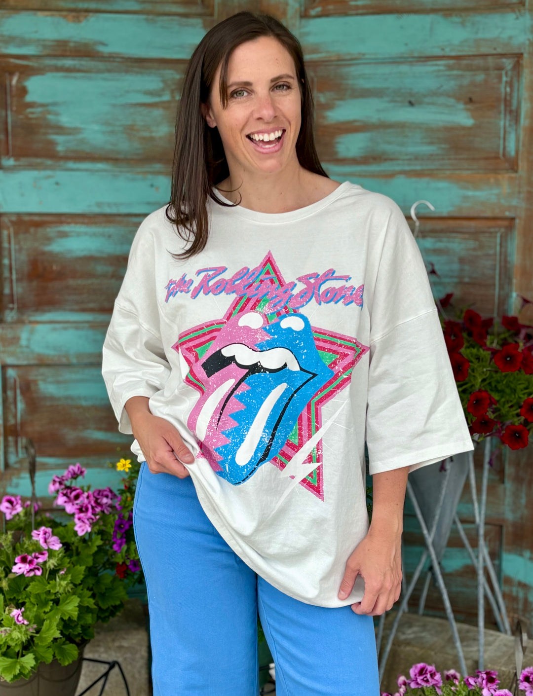 Rolling Stones Pastel Graphic Tee-Graphic Tees-Fantastic Fawn-Evergreen Boutique, Women’s Fashion Boutique in Santa Claus, Indiana