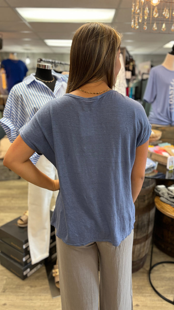 Ava Linen Tee-Short Sleeves-Yolly-Evergreen Boutique, Women’s Fashion Boutique in Santa Claus, Indiana