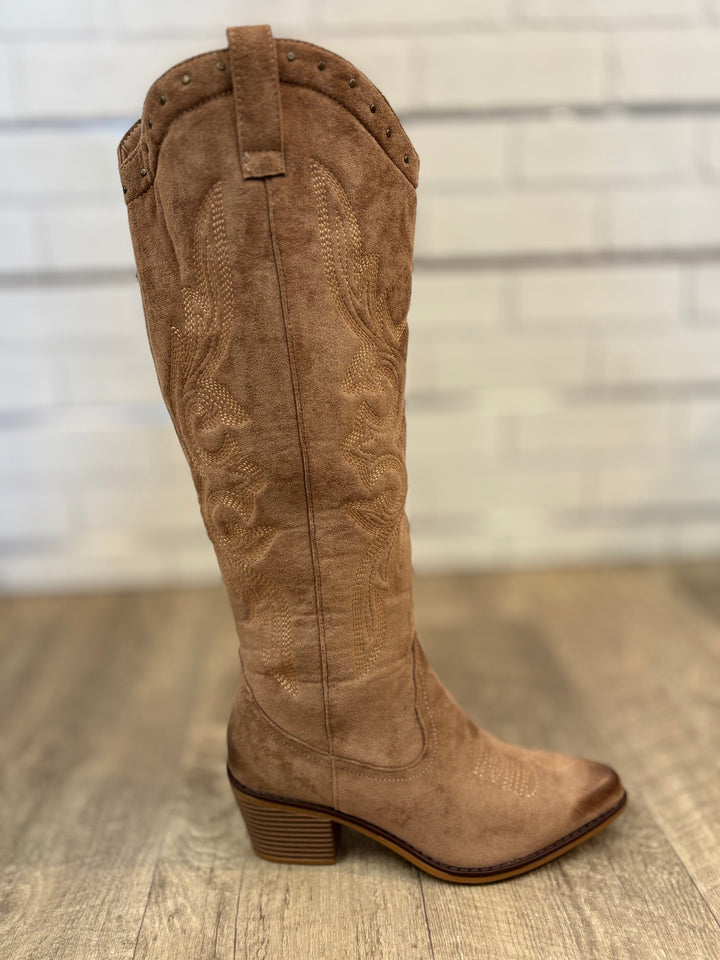 Dusty Trails Tall Western Embroidered Boots-Shoes-Olem Shoe-Evergreen Boutique, Women’s Fashion Boutique in Santa Claus, Indiana