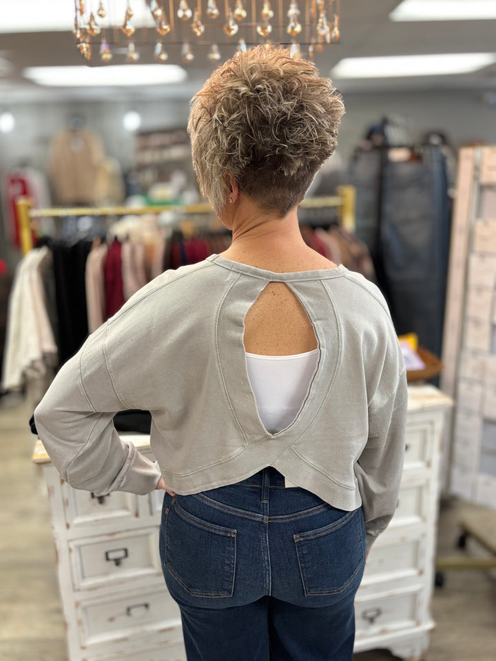 Cherry Cutout Back Layering Sweatshirt