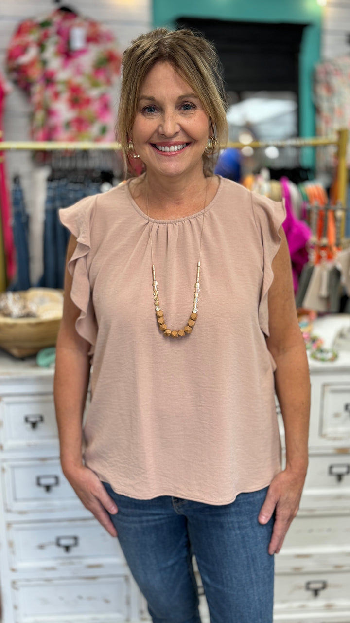 Hayden Blouse-Short Sleeves-Les Amis-Evergreen Boutique, Women’s Fashion Boutique in Santa Claus, Indiana