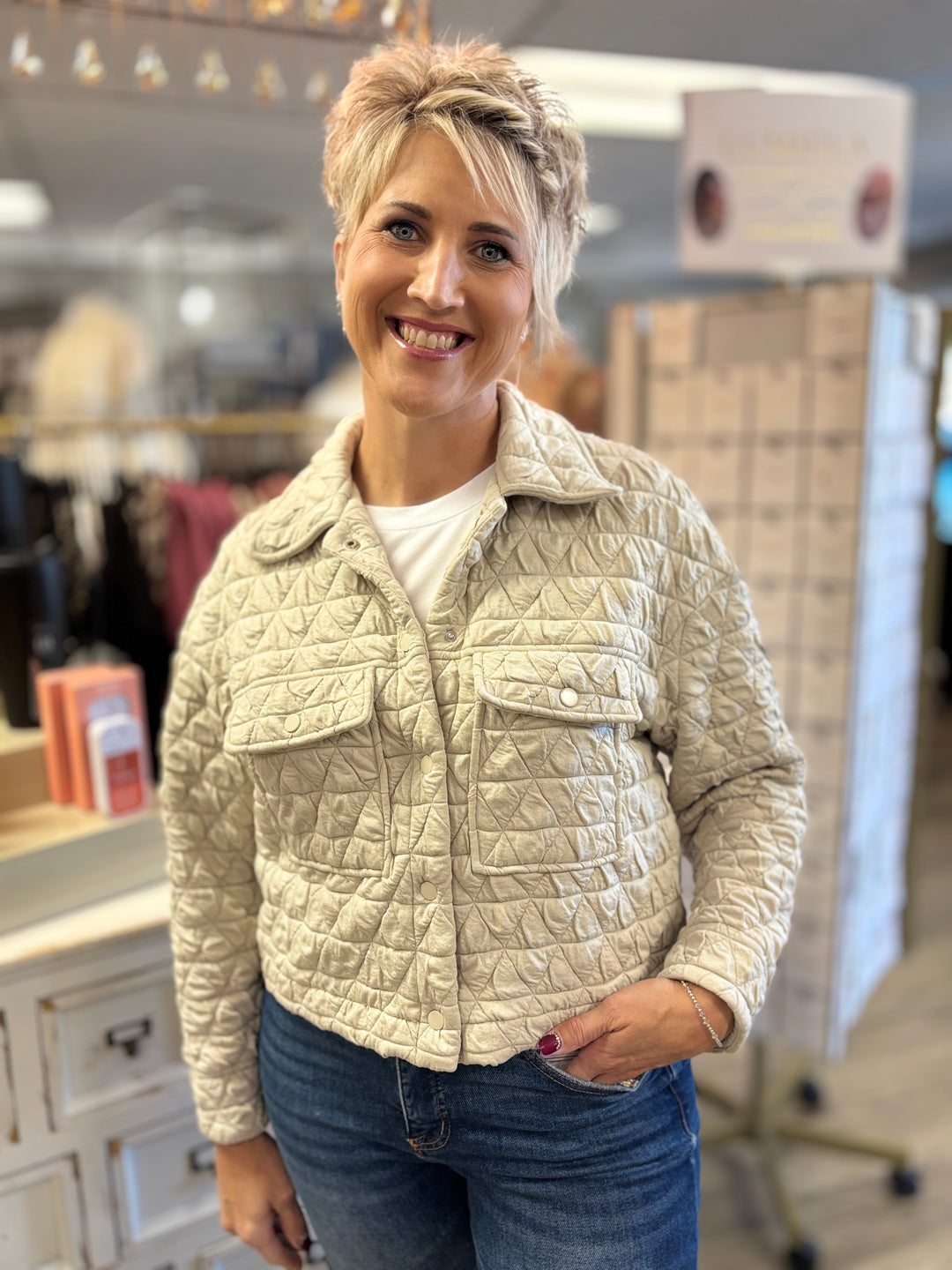 Out and About Quilted Jacket-Tops-LovLov-Evergreen Boutique, Women’s Fashion Boutique in Santa Claus, Indiana