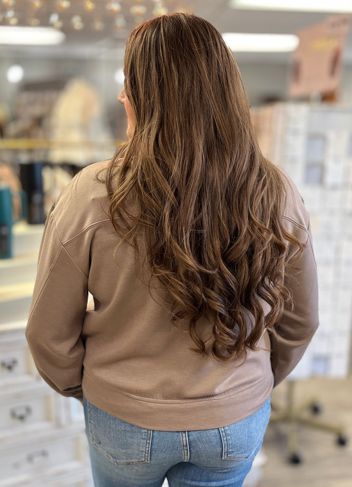 Hit Replay Half Zip Scuba Pullover by Zenana-Tops-Zenana-Evergreen Boutique, Women’s Fashion Boutique in Santa Claus, Indiana