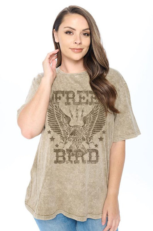 Free Bird Mineral Washed-Graphic Tees-Zutter-Evergreen Boutique, Women’s Fashion Boutique in Santa Claus, Indiana