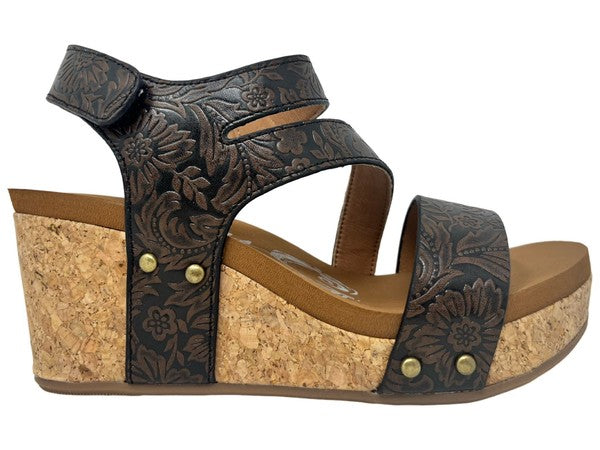 Very G Casper Tooled Wedges-Sandals-Very G-Evergreen Boutique, Women’s Fashion Boutique in Santa Claus, Indiana