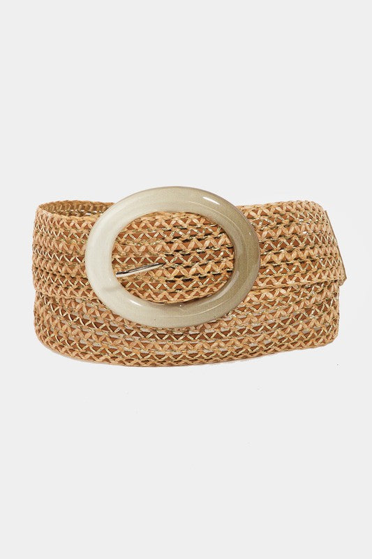 Intricate Mesh Braid Oval Hoop Buckle Belt-Belts-Fame Accessories-Evergreen Boutique, Women’s Fashion Boutique in Santa Claus, Indiana