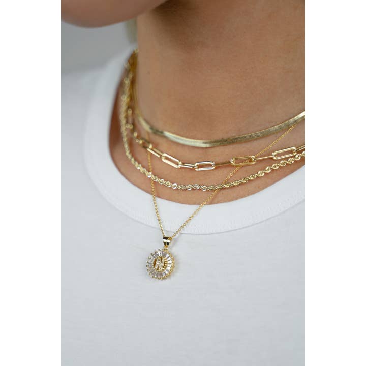 Mini Radiant Initial Necklace-Necklaces-The Sis Kiss-Evergreen Boutique, Women’s Fashion Boutique in Santa Claus, Indiana