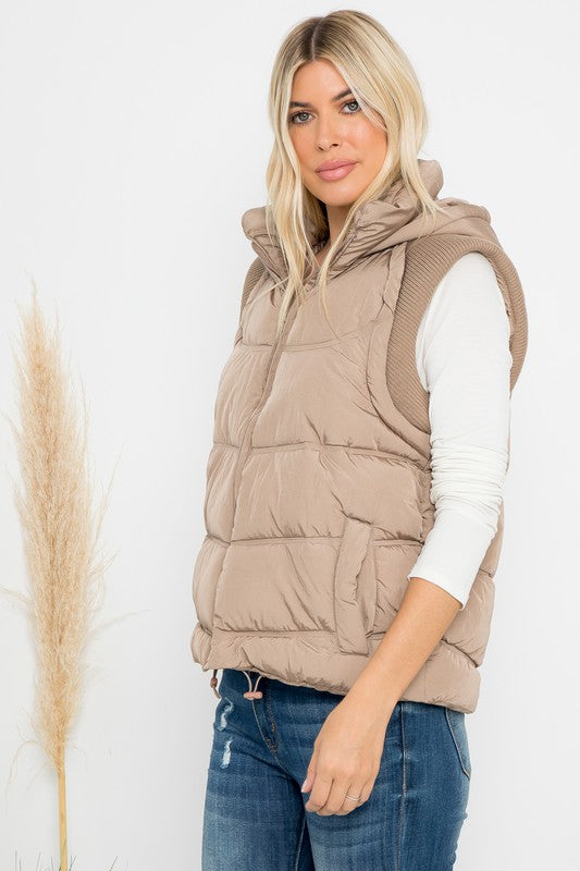 Madz Hooded Puffer Vest-Vests-26 International-Evergreen Boutique, Women’s Fashion Boutique in Santa Claus, Indiana