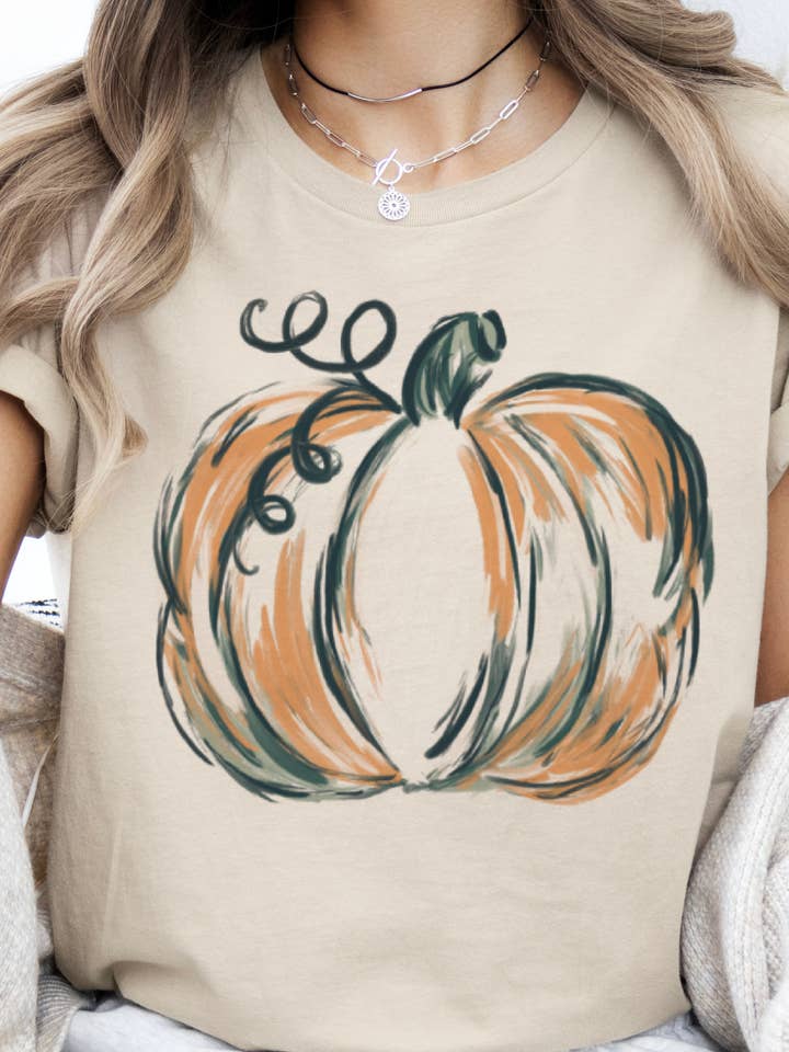 Painted Pumpkin Tee-Graphic Tees-Partees by Party On!-Evergreen Boutique, Women’s Fashion Boutique in Santa Claus, Indiana