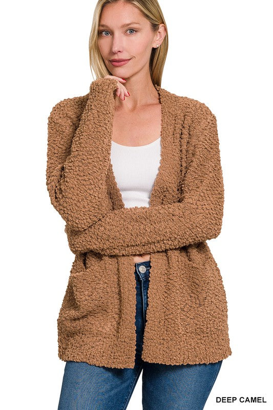 Carly Popcorn Cardigan-Cardigans-Zenana-Evergreen Boutique, Women’s Fashion Boutique in Santa Claus, Indiana