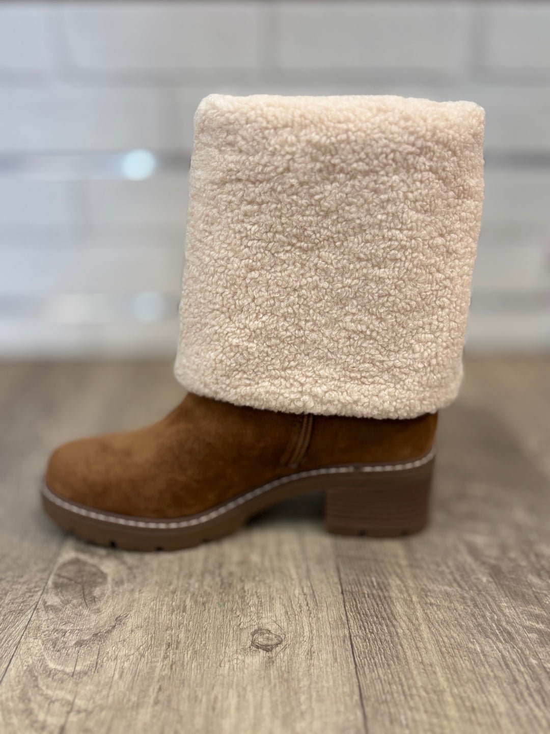 Everlee-2 Faux Suede Boot in New Tan-Shoes-Olem Shoe-Evergreen Boutique, Women’s Fashion Boutique in Santa Claus, Indiana