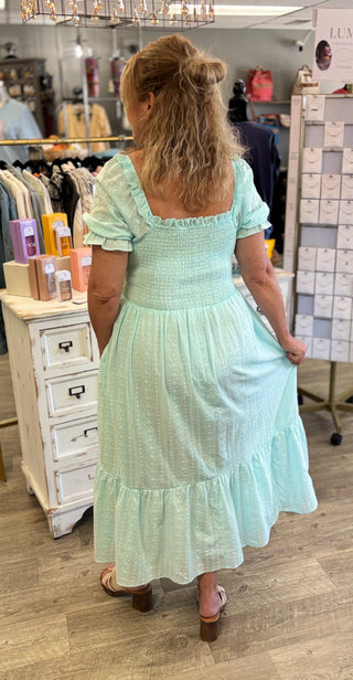 Dreamy Blue Aura Eyelet Maxi Dress