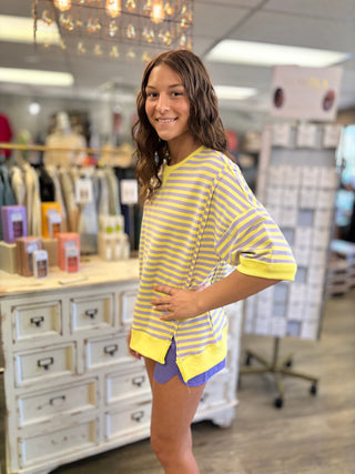 Lemon Lavender Stripe Top