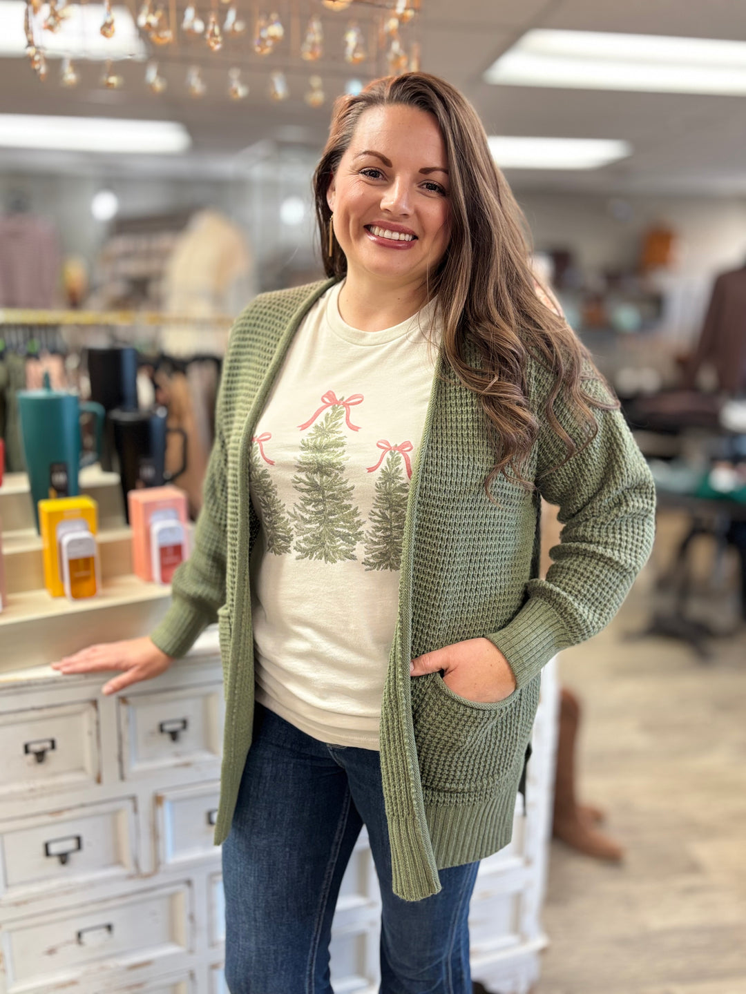 Isabella Waffle Knit Cardigan-Cardigans-Zenana-Evergreen Boutique, Women’s Fashion Boutique in Santa Claus, Indiana