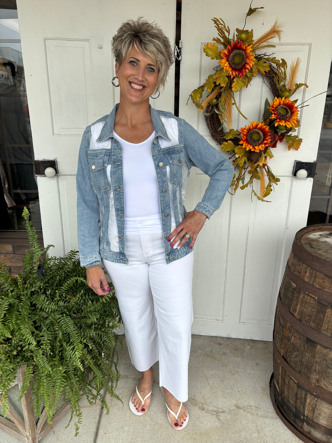 The Rosalie Lace and Denim Jacket-Jackets-Davi & Dani-Evergreen Boutique, Women’s Fashion Boutique in Santa Claus, Indiana