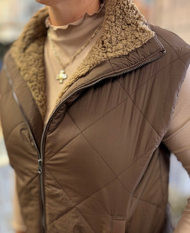 The Snuggle Is Real Quilted Vest-Tops-Blu Pepper-Evergreen Boutique, Women’s Fashion Boutique in Santa Claus, Indiana