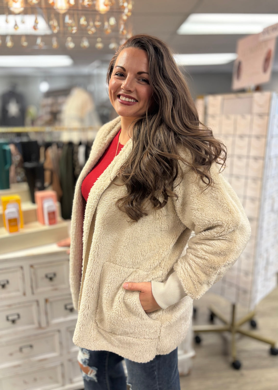 The Big Cozy One Sherpa Jacket-Jackets-Zenana-Evergreen Boutique, Women’s Fashion Boutique in Santa Claus, Indiana