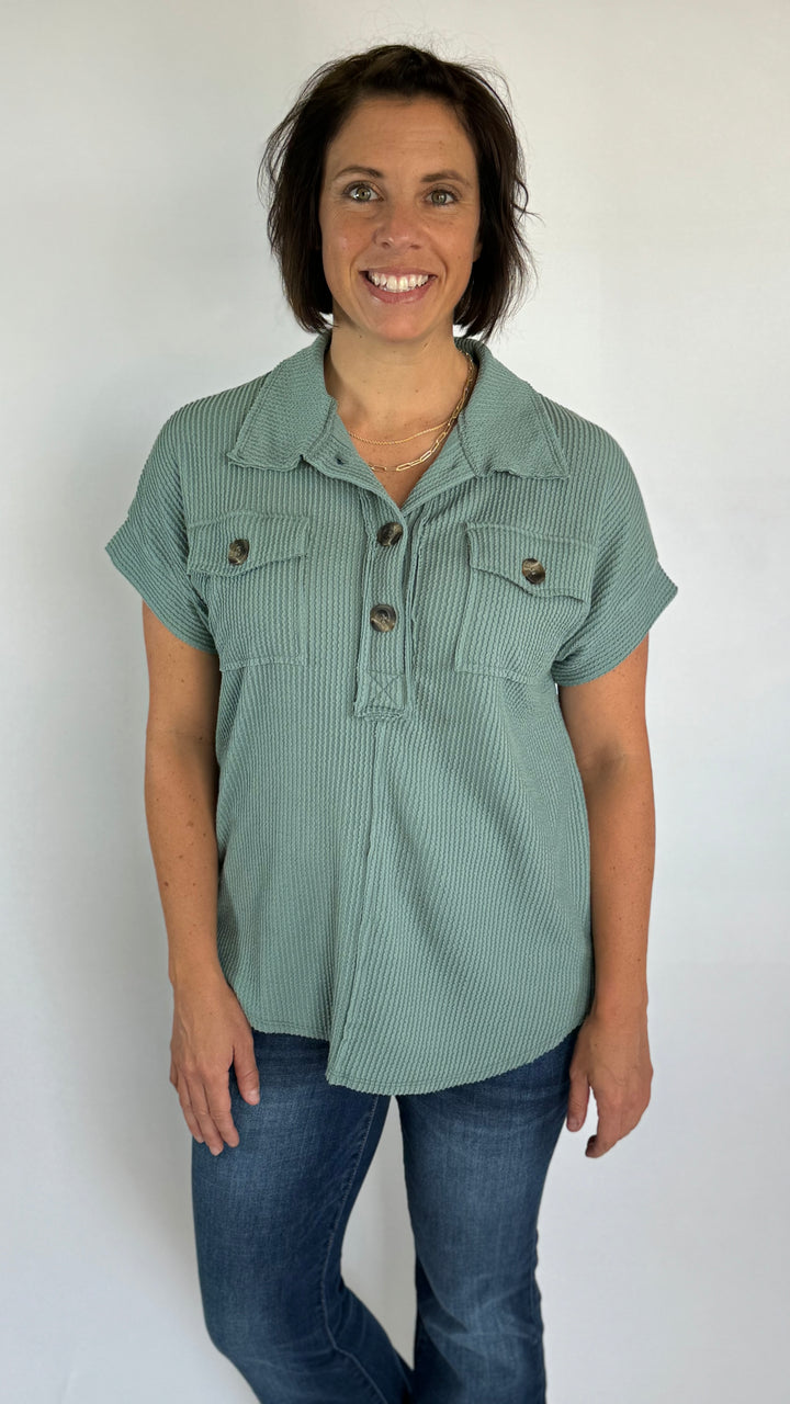 Smart Day Loose Fit Top-Short Sleeves-Reborn J-Evergreen Boutique, Women’s Fashion Boutique in Santa Claus, Indiana