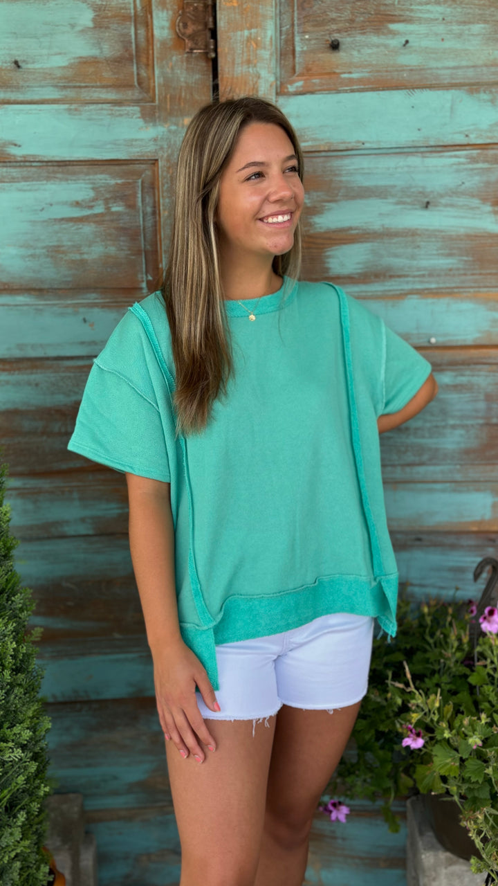 Maria Crew Neck Top-Sweaters-Bibi-Evergreen Boutique, Women’s Fashion Boutique in Santa Claus, Indiana