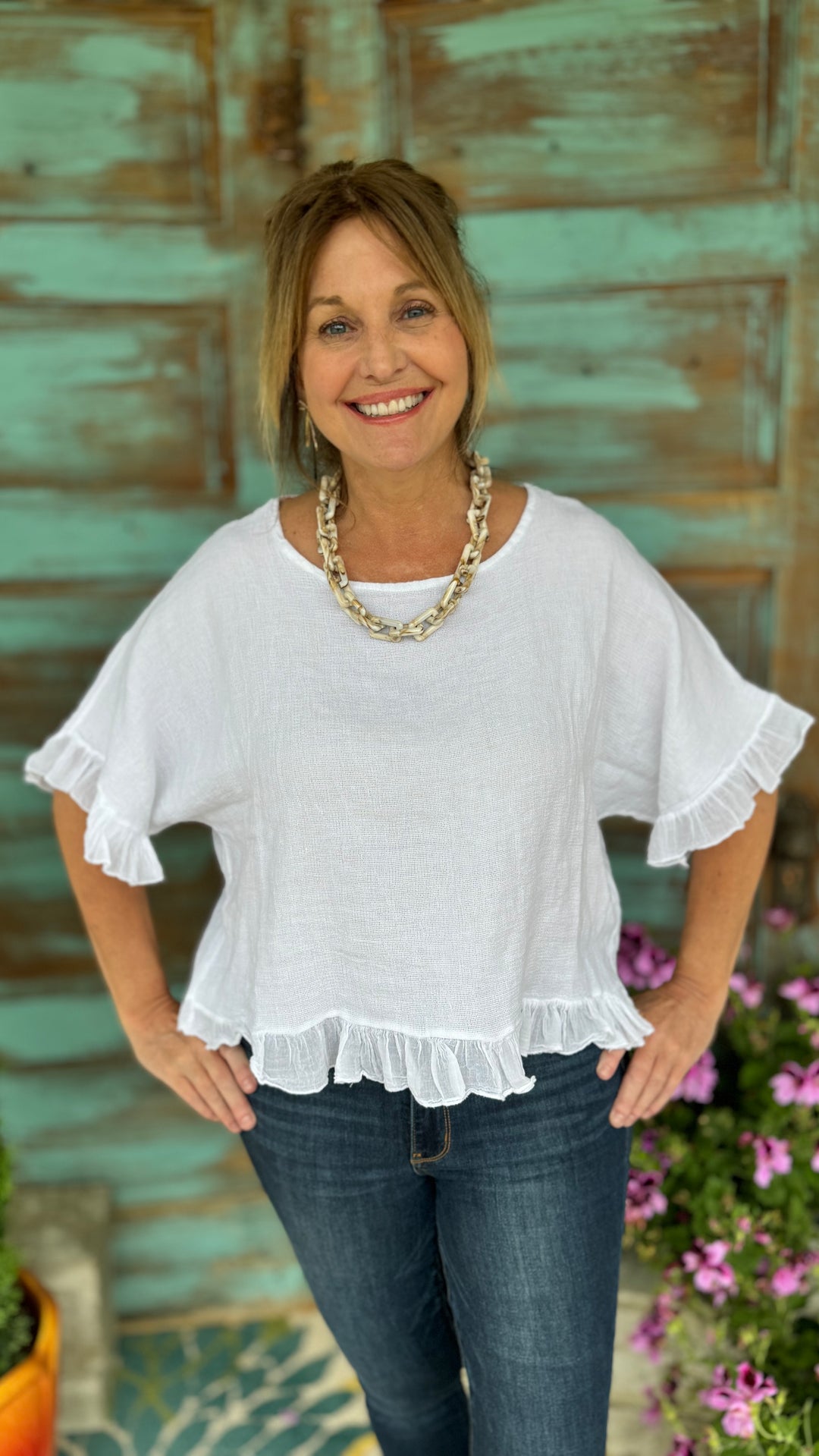 Shania Ruffled Cropped Top-Short Sleeves-Yolly-Evergreen Boutique, Women’s Fashion Boutique in Santa Claus, Indiana