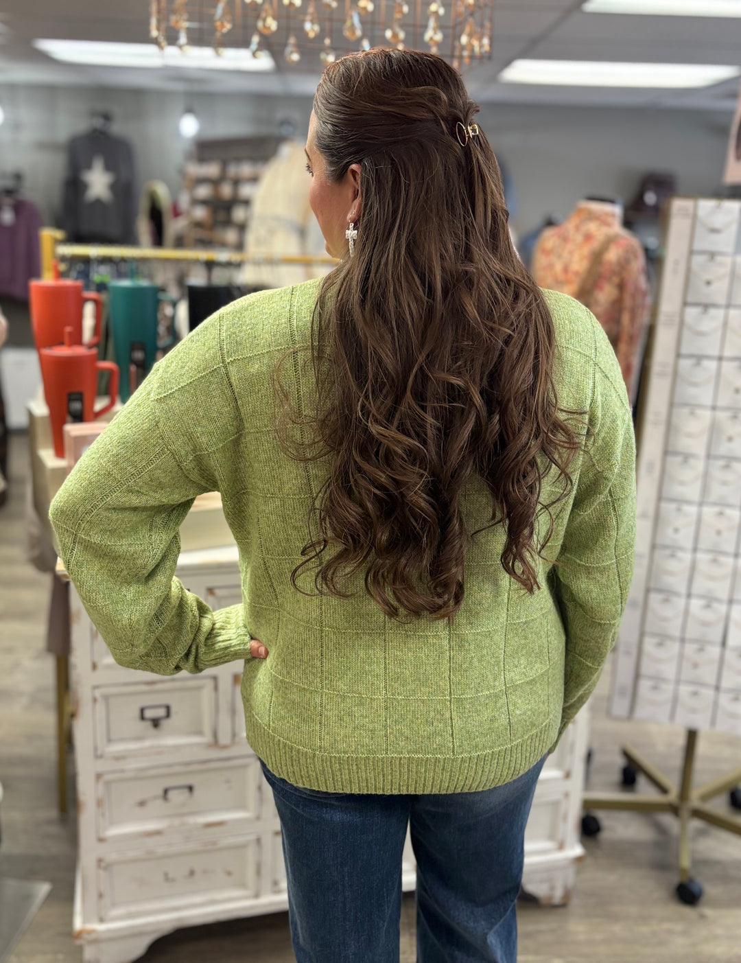 Windowpane Two Tone Knit Sweater-Tops-La Miel-Evergreen Boutique, Women’s Fashion Boutique in Santa Claus, Indiana