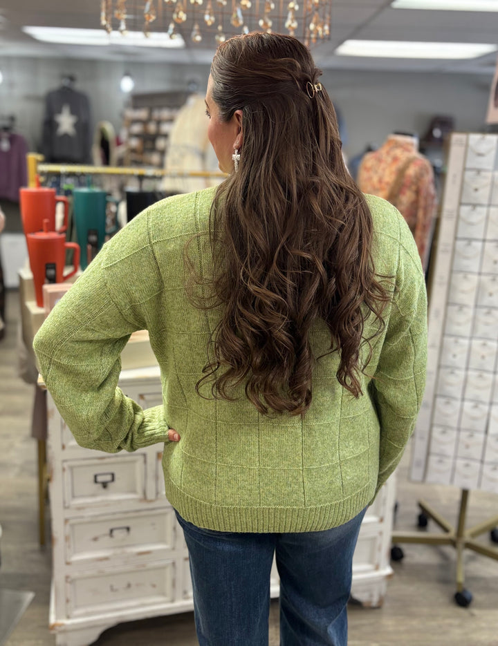 Windowpane Two Tone Knit Sweater-Tops-La Miel-Evergreen Boutique, Women’s Fashion Boutique in Santa Claus, Indiana