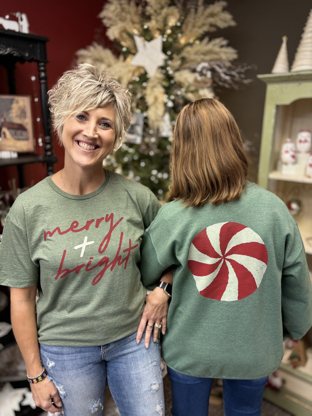 Peppermint Candy Merry & Bright Sweatshirt-Sweatshirts-Evergreen Boutique-Evergreen Boutique, Women’s Fashion Boutique in Santa Claus, Indiana