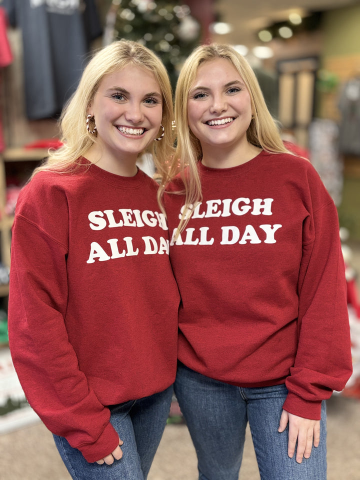 Sleigh All Day Sweatshirt-Sweatshirts-mugsby-Evergreen Boutique, Women’s Fashion Boutique in Santa Claus, Indiana