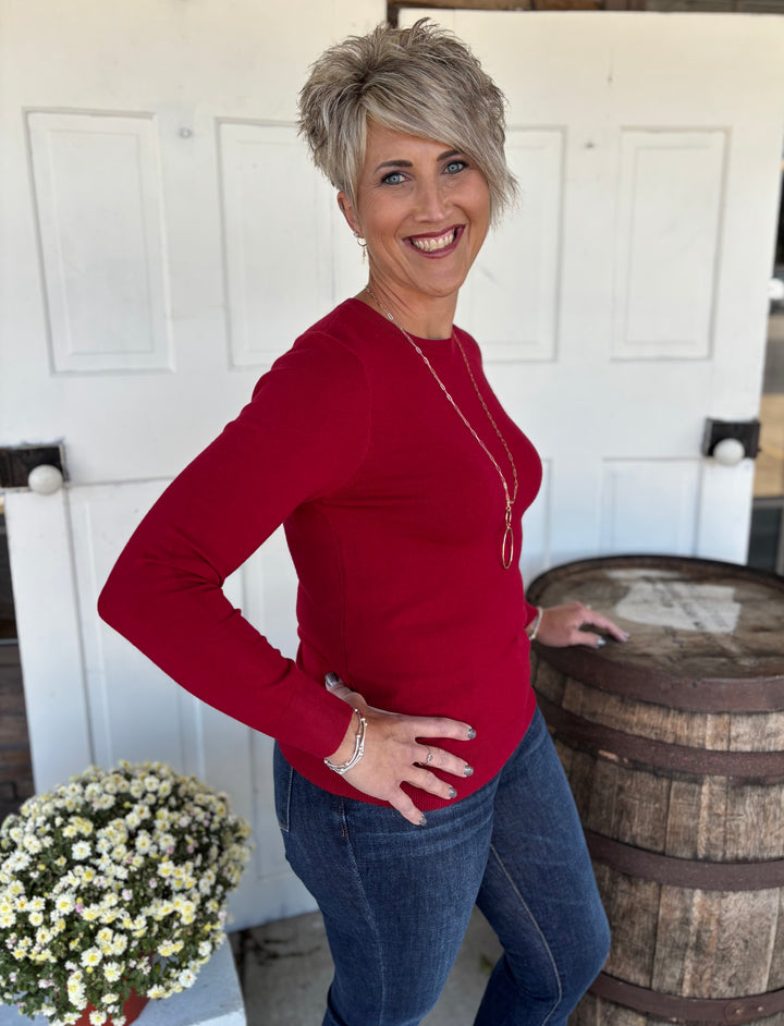 It's A Classic Round Neck Sweater-Tops-Be Cool-Evergreen Boutique, Women’s Fashion Boutique in Santa Claus, Indiana