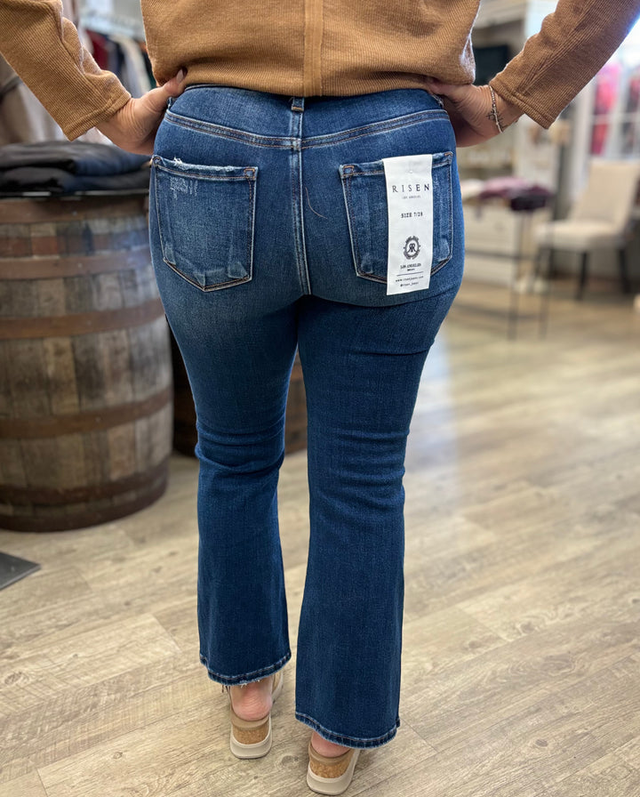 Risen Double Take Crop Flare Jeans-Jeans-RISEN JEANS-Evergreen Boutique, Women’s Fashion Boutique in Santa Claus, Indiana