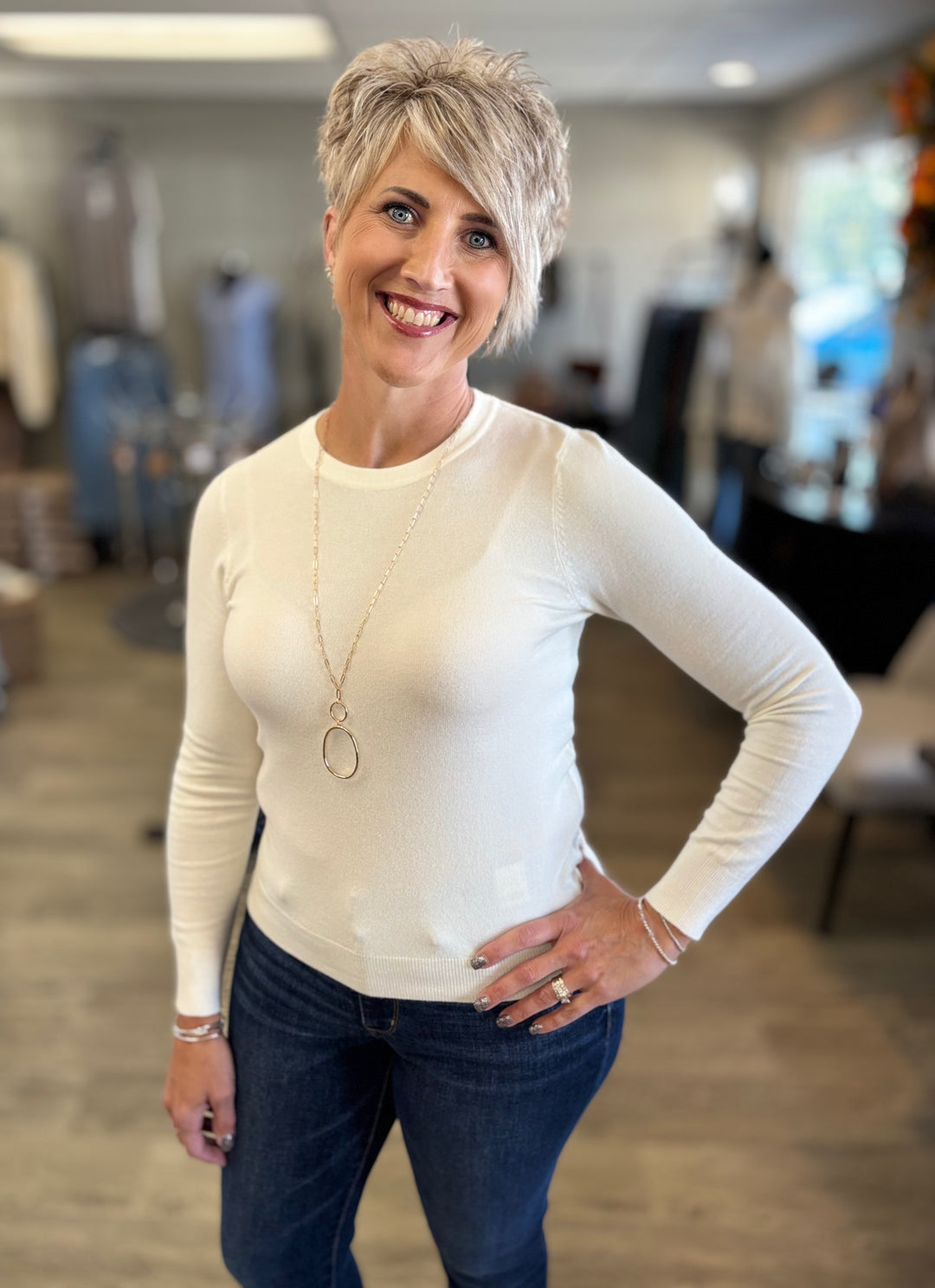 It's A Classic Round Neck Sweater-Tops-Be Cool-Evergreen Boutique, Women’s Fashion Boutique in Santa Claus, Indiana