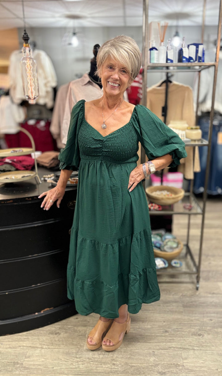 Emerald Allure Dress-Dresses-SHE & SKY-Evergreen Boutique, Women’s Fashion Boutique in Santa Claus, Indiana