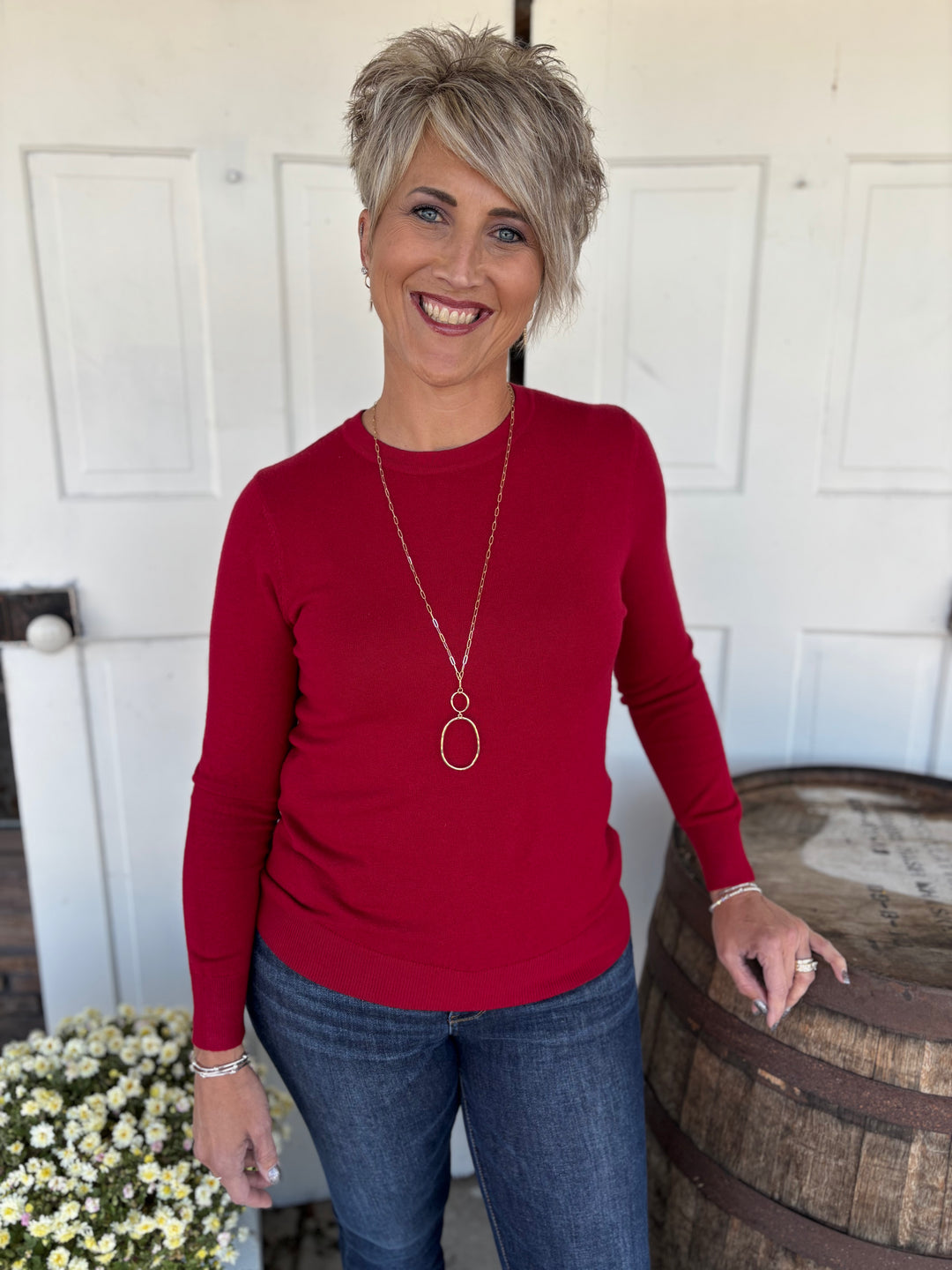 It's A Classic Round Neck Sweater-Tops-Be Cool-Evergreen Boutique, Women’s Fashion Boutique in Santa Claus, Indiana