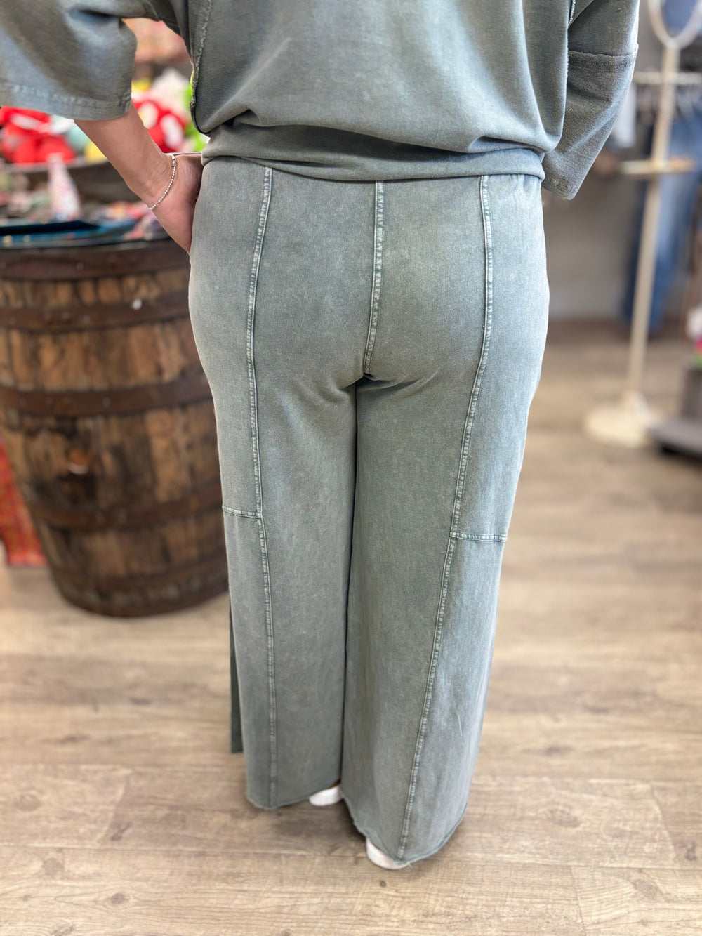 Terry Mineral Washed Pants-Pants-Easel-Evergreen Boutique, Women’s Fashion Boutique in Santa Claus, Indiana