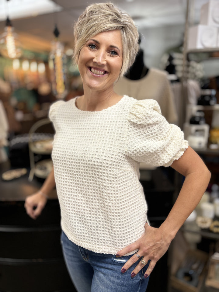 The Sophia Textured Top-Tops-Glam-Evergreen Boutique, Women’s Fashion Boutique in Santa Claus, Indiana