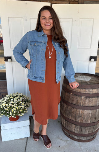 Vintage Boyfriend Denim Jacket-Jackets-HRTandLUV-Evergreen Boutique, Women’s Fashion Boutique in Santa Claus, Indiana