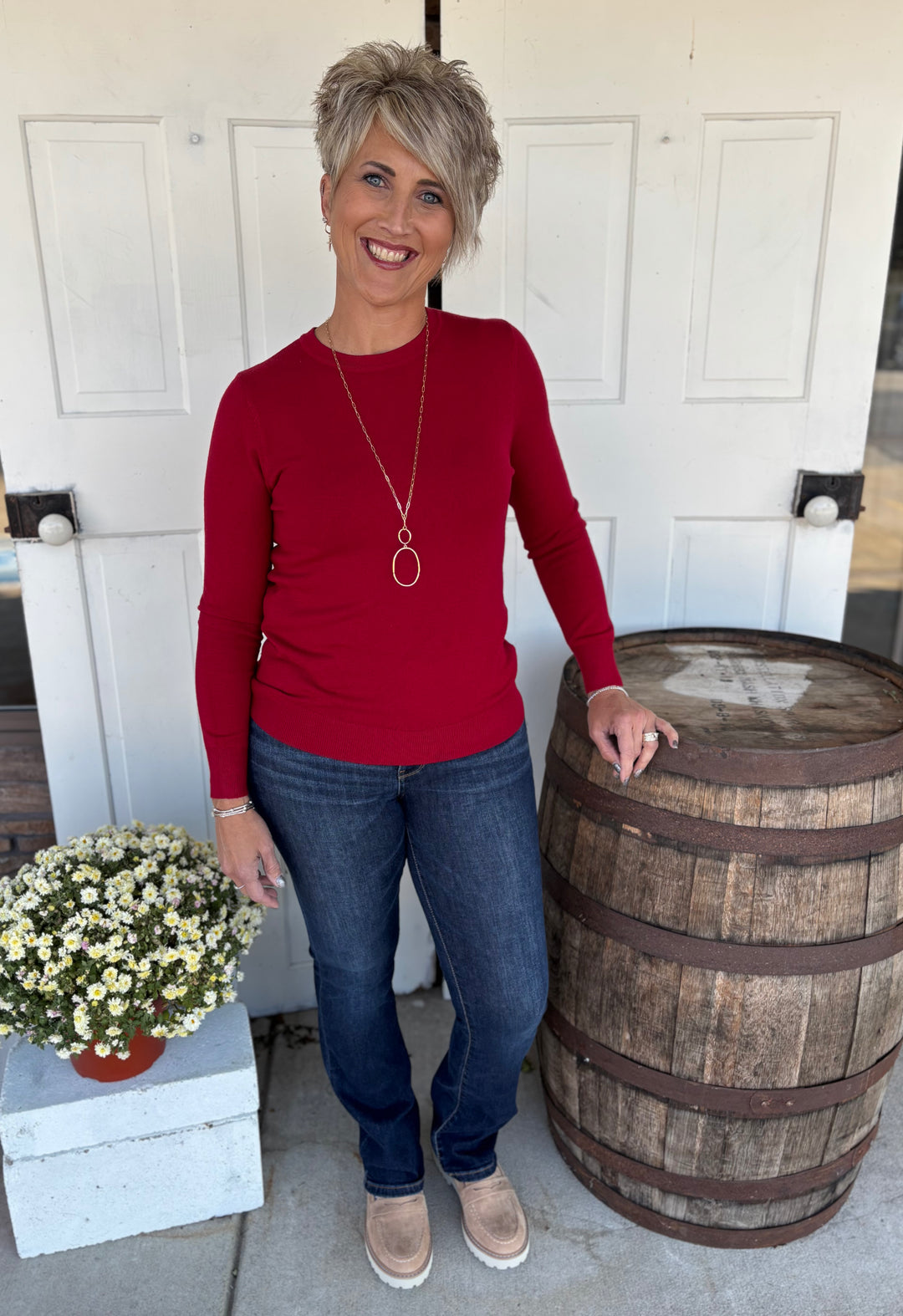 It's A Classic Round Neck Sweater-Tops-Be Cool-Evergreen Boutique, Women’s Fashion Boutique in Santa Claus, Indiana