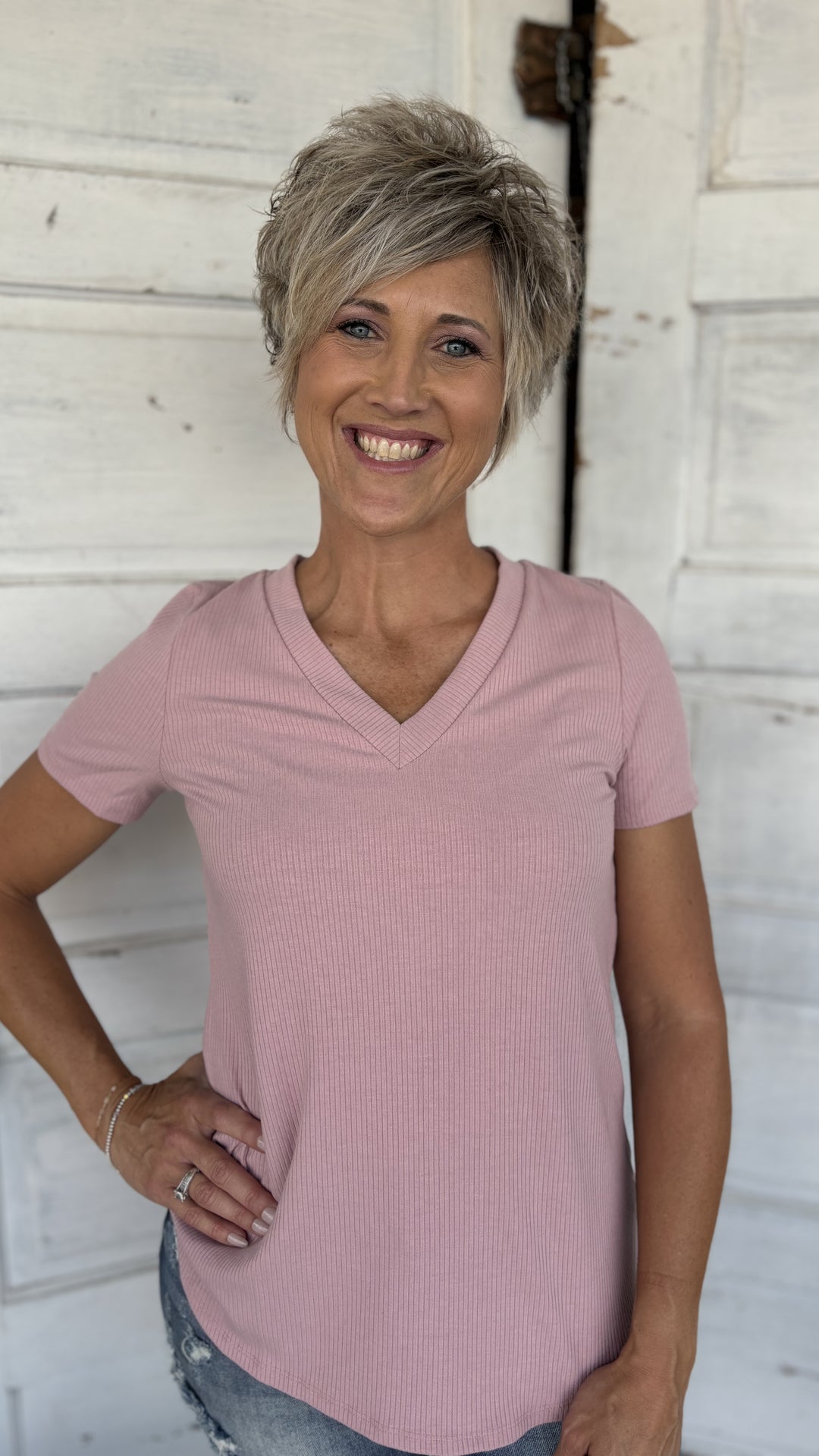 Casual Ease Ribbed Top-Short Sleeves-Mittoshop-Evergreen Boutique, Women’s Fashion Boutique in Santa Claus, Indiana